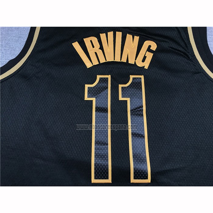 Camiseta Golden Edition Brooklyn Nets Kyrie Irving NO 11 Negro